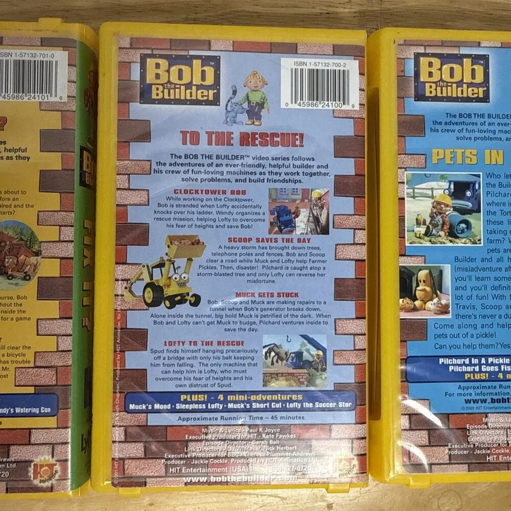 Bob the Builder VHS Tapes Lot Of 3 To The Rescue Pets In A Pickle, Can We Fix It - Picture 5 of 9